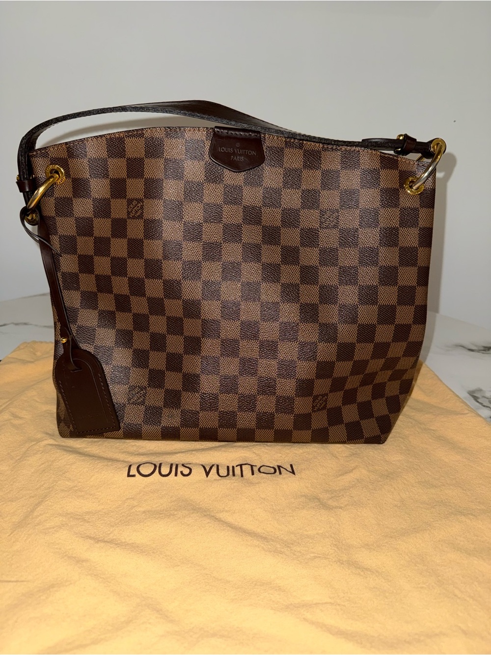 Louis Vuitton Brown Damier Ebene Shoulder Hobo Bag